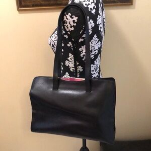 ⭐️Furla classic bag silver tone metal slots clip close blue logo tote + dust-bag